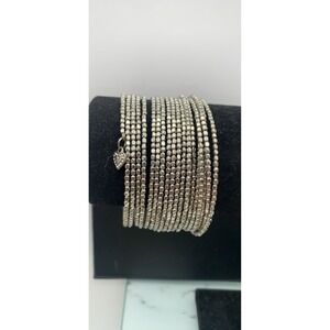 Stella & Dot Silver Tone Nugget Wrap Spiral Slinky Bardot Bracelet